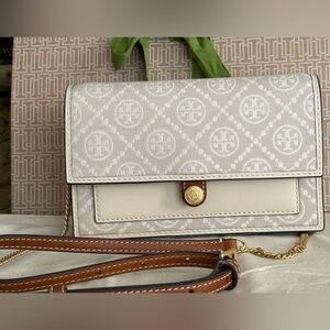 Tory Burch Beige Monogram Crossbody Bag NWOT